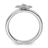 Sterling Silver Stackable Expressions Peridot Starfish Ring